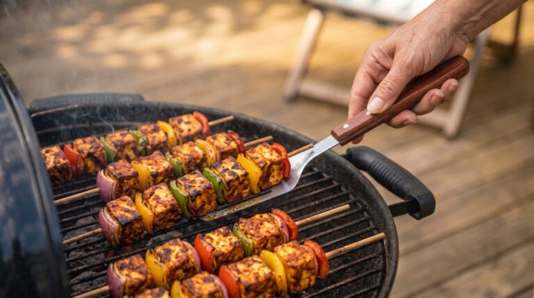 Homemade Paneer Tikka BBQ on Charcoal Grill