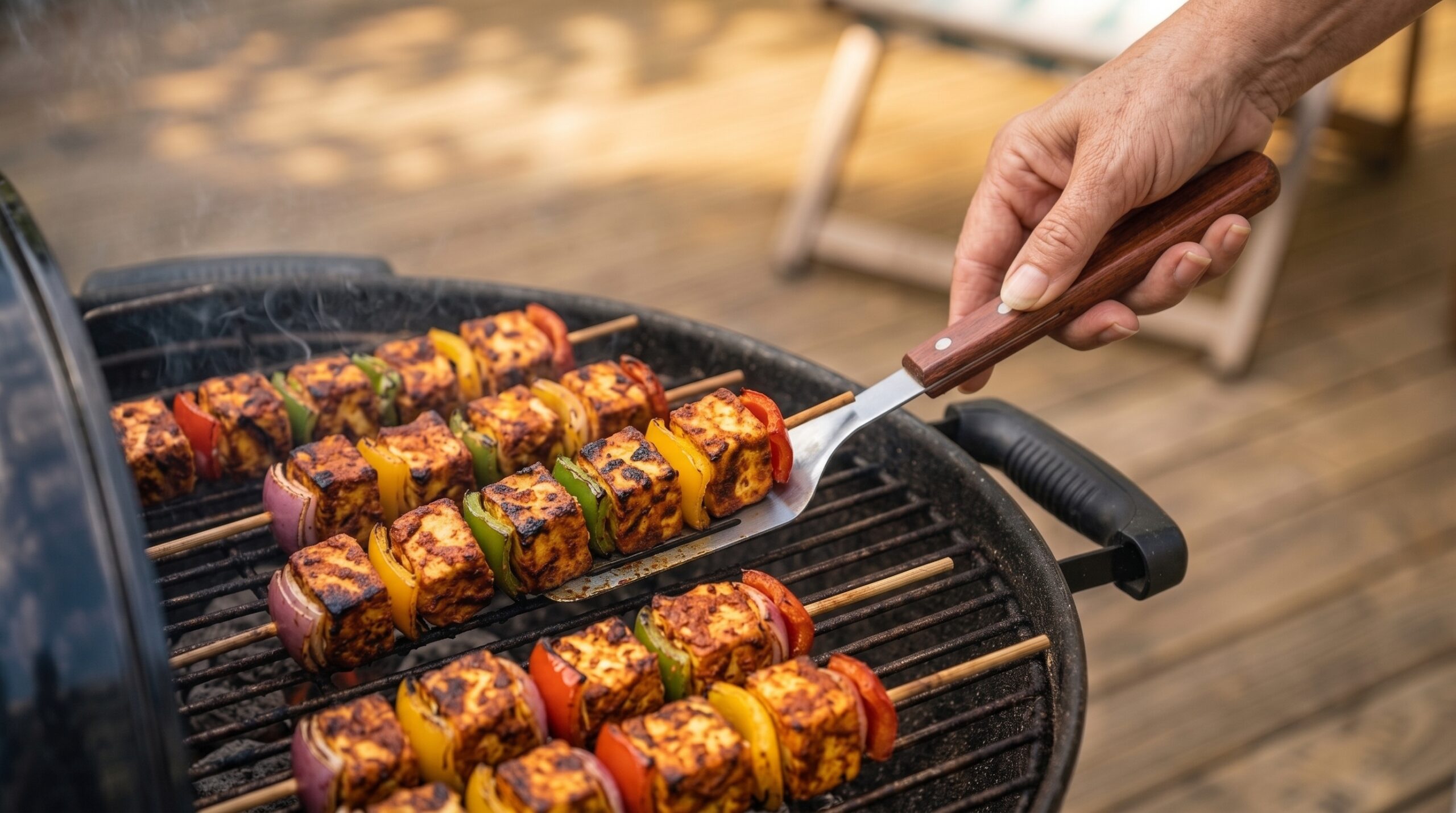 Homemade Paneer Tikka BBQ on Charcoal Grill
